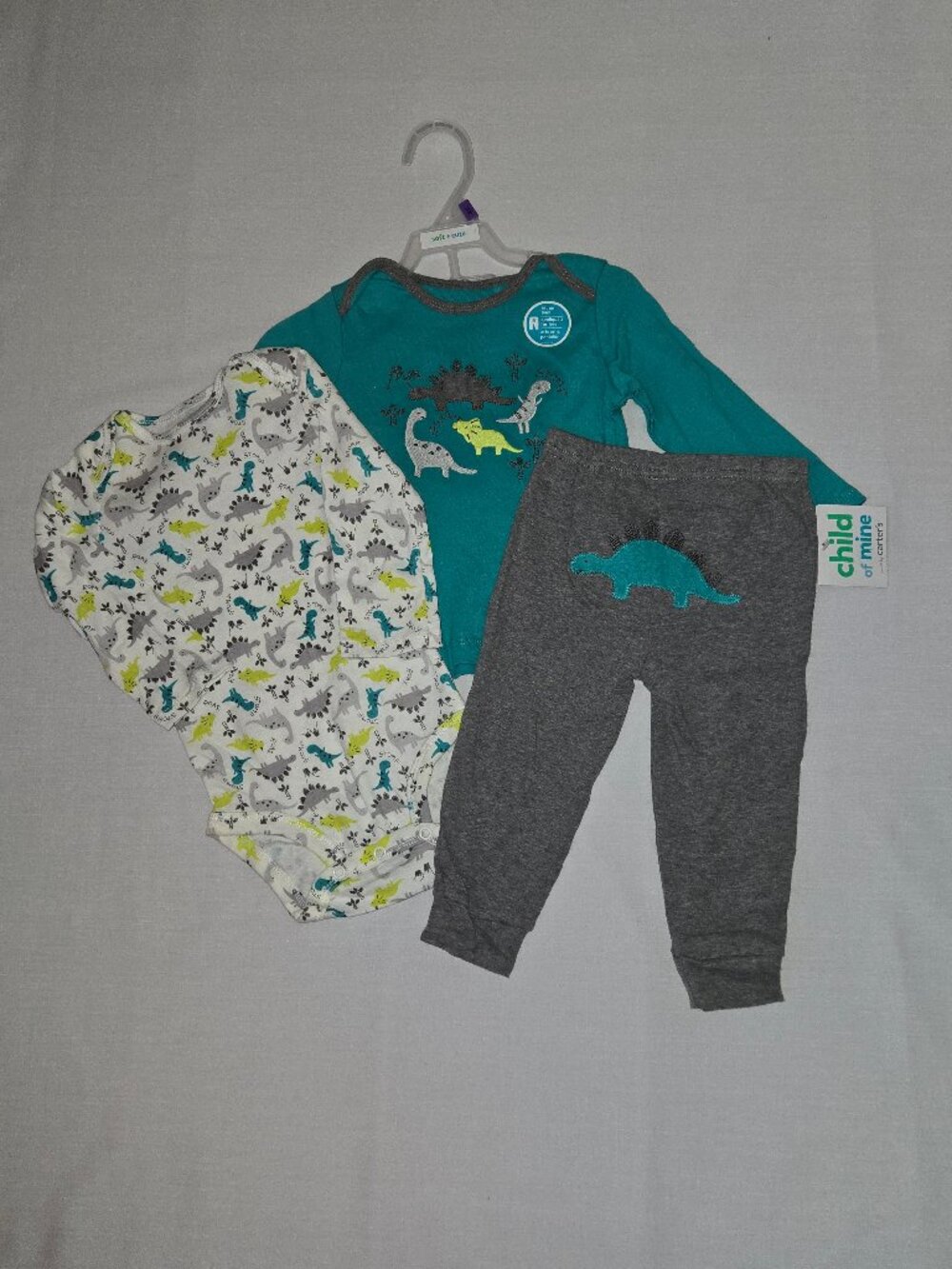 Child of Mine Carter’s Baby Boy Dinosaur 3 Piece Outfit Set 12M